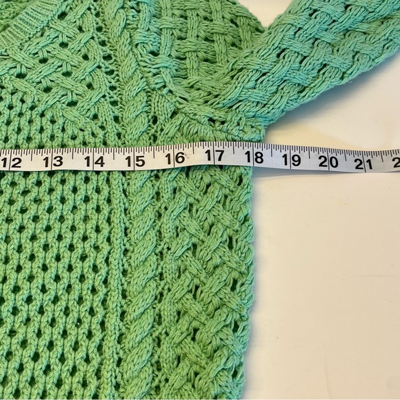 Moth Womens Sweater Long Sleeve Green Open Chunky Knit Pullover Cotton Blend S - Picture 6 of 13